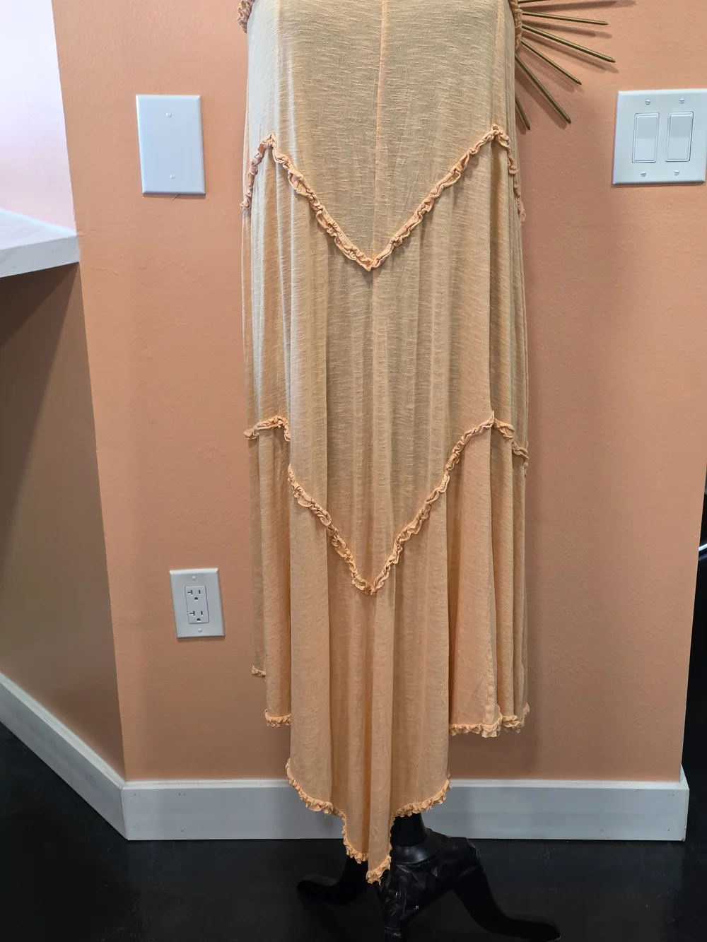 Free People FP Beach Avalon Ruffle Peach Maxi Dress